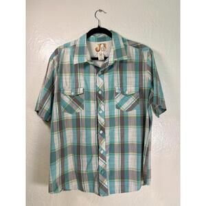 Vintage OP Button Down Plaid Short Sleeve Shirt Y2K Surf Skate 90s Ocean Pacific